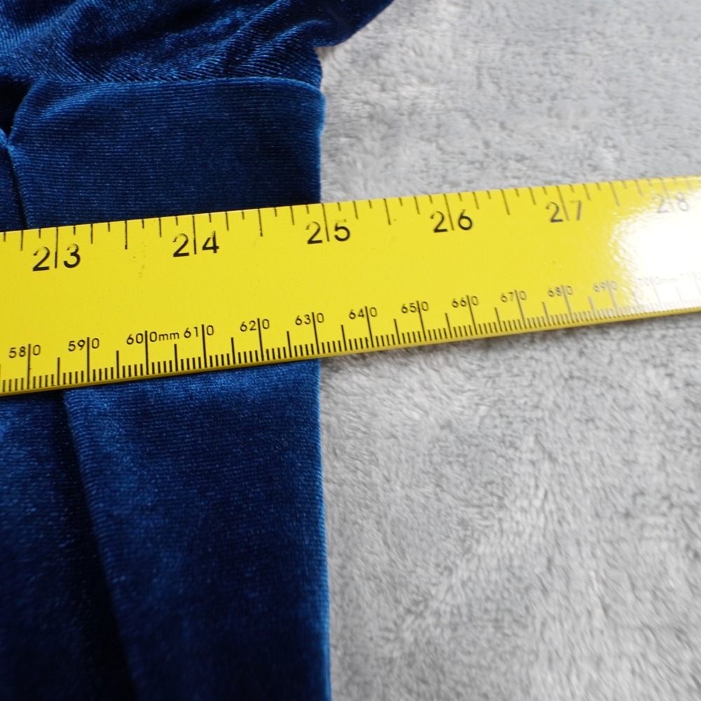 La Cera Womens Velour Bathrobe XL Blue Nightgown Kaftan Smocked Pockets Cozy - Picture 10 of 14